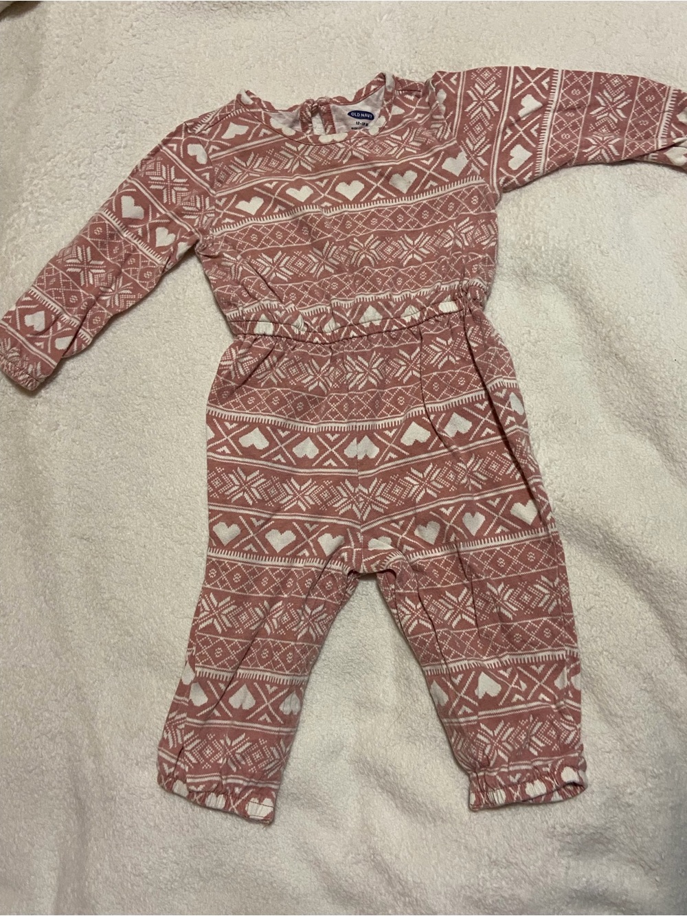 Old Navy Pink & Cream Knit Baby Romper
